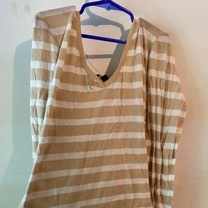 long sleeve cream striped top